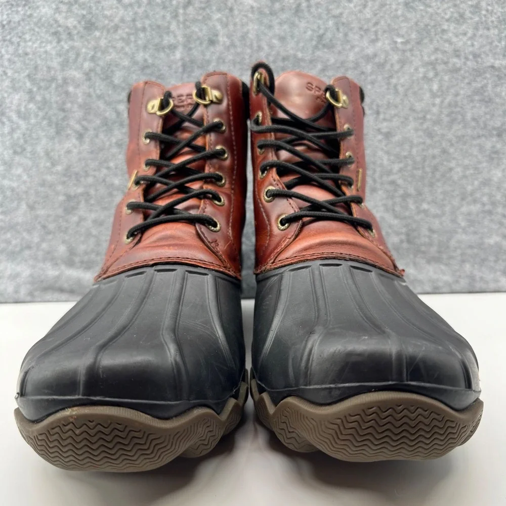 Sperry Avenue Duck Boots Mens 10 Brown Black Waterproof Leather STS10548